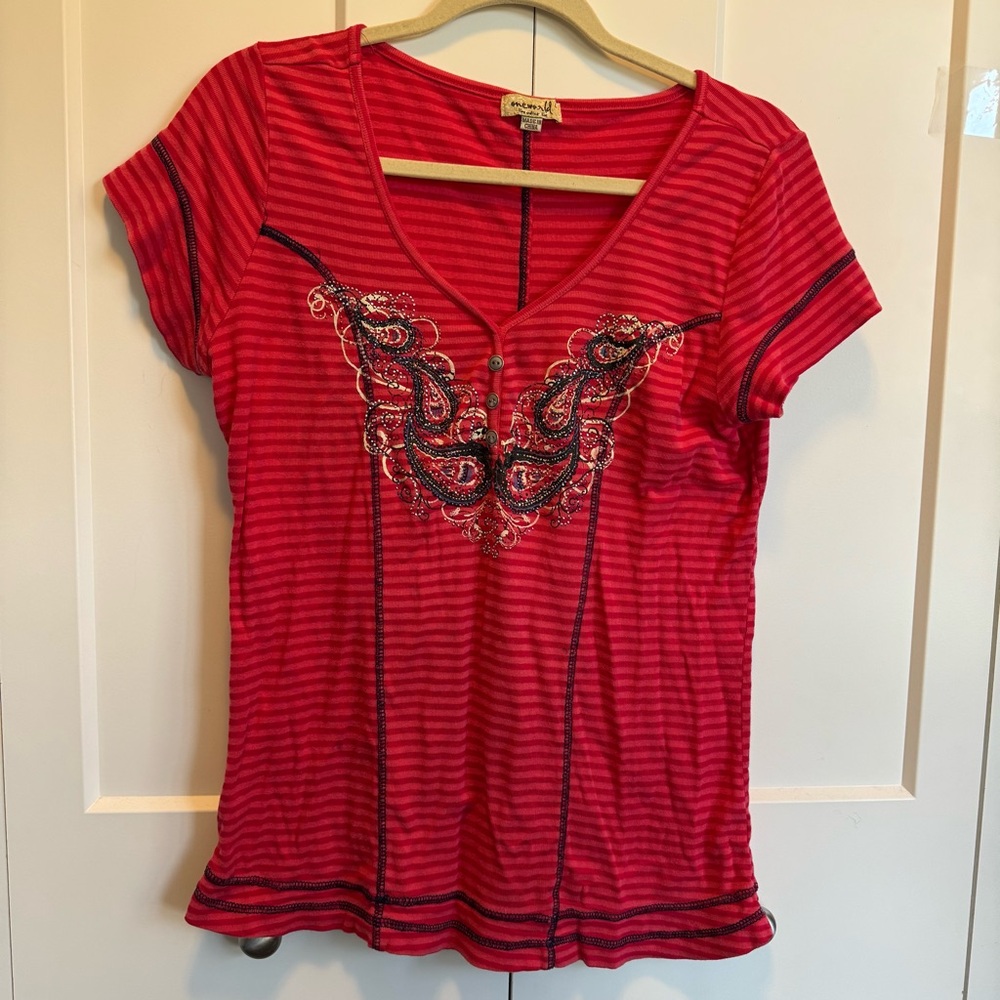 One World Y2K Stripped Tee Size L